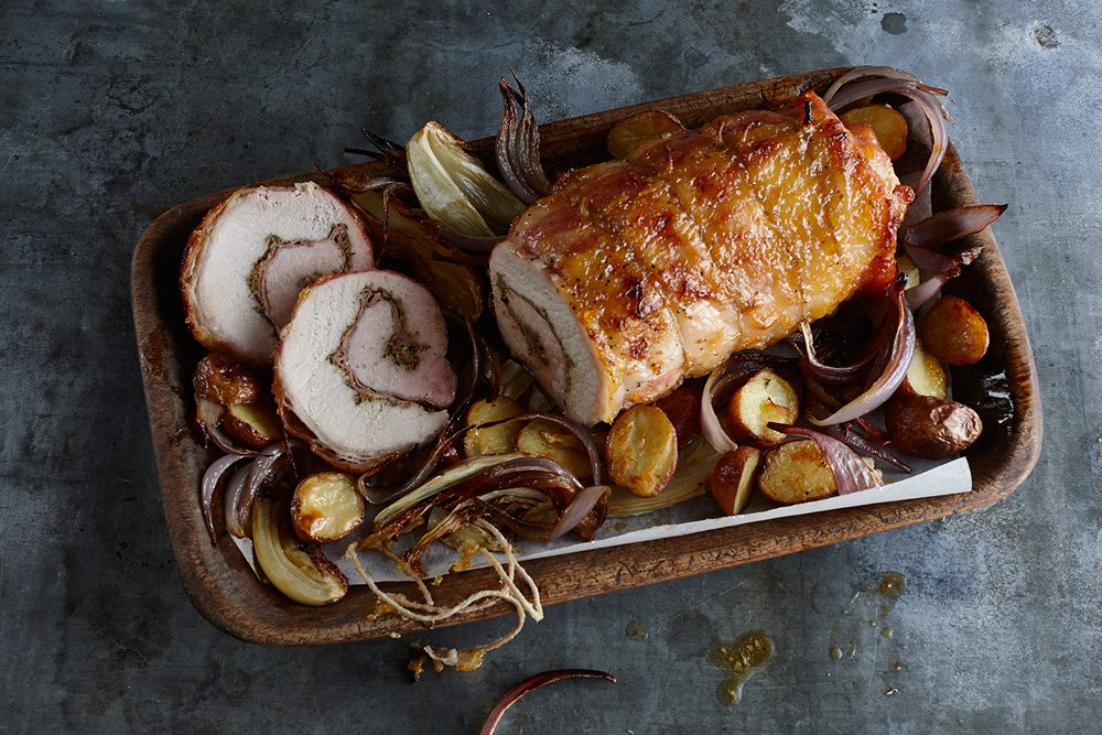 Pork Loin Roast with Roasted Potatoes, Fennel and Red ...